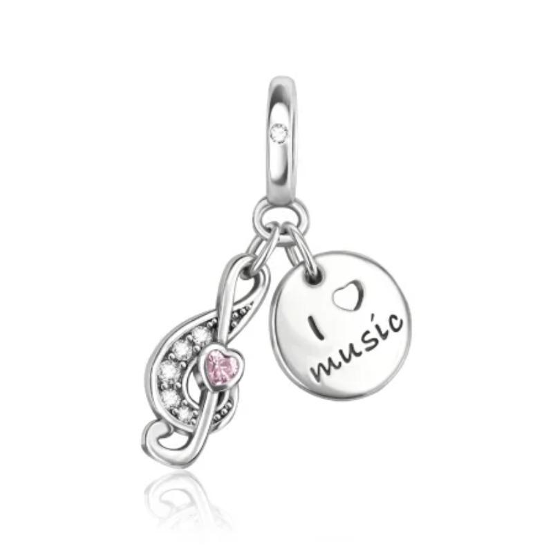 925 Silver Music Instrument Charms Piano Headphone Trumpet Violin Pendant Beads DIY Bracelet Necklace Gift for Her