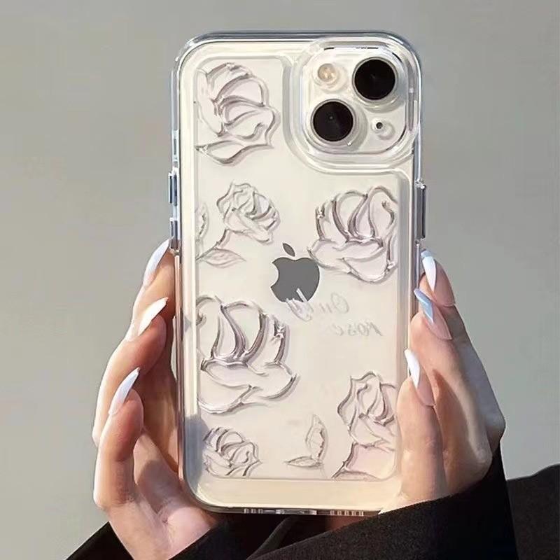 Shilai Run Mobile Phone Case Suitable for IPhone16promax Transparent Couple Creative Painting 15/14 Protection Case