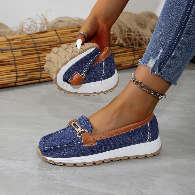 Fashion 2024 Hot Sale Women's Shoes Loafers Women's Flats Fashion Metal Decoration Casual Flat Shoes New Round Toe Flat Low Heelszapatos