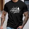 "Merry Xmas" Embroidered Lettering Men's T-Shirt - Daily Versatile Piece
