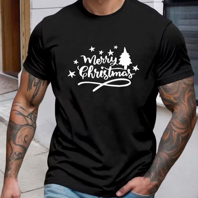 

Merry Xmas Embroidered Lettering Men s T-Shirt - Daily Versatile Piece XXL белый