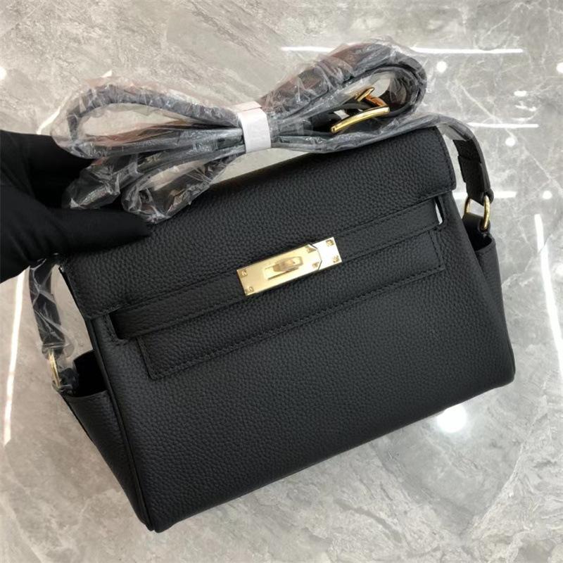 The first layer of cowhide TOGO cowhide KL bag women's versatile retro mailman bag spring senior feeling shoulder messenger bag