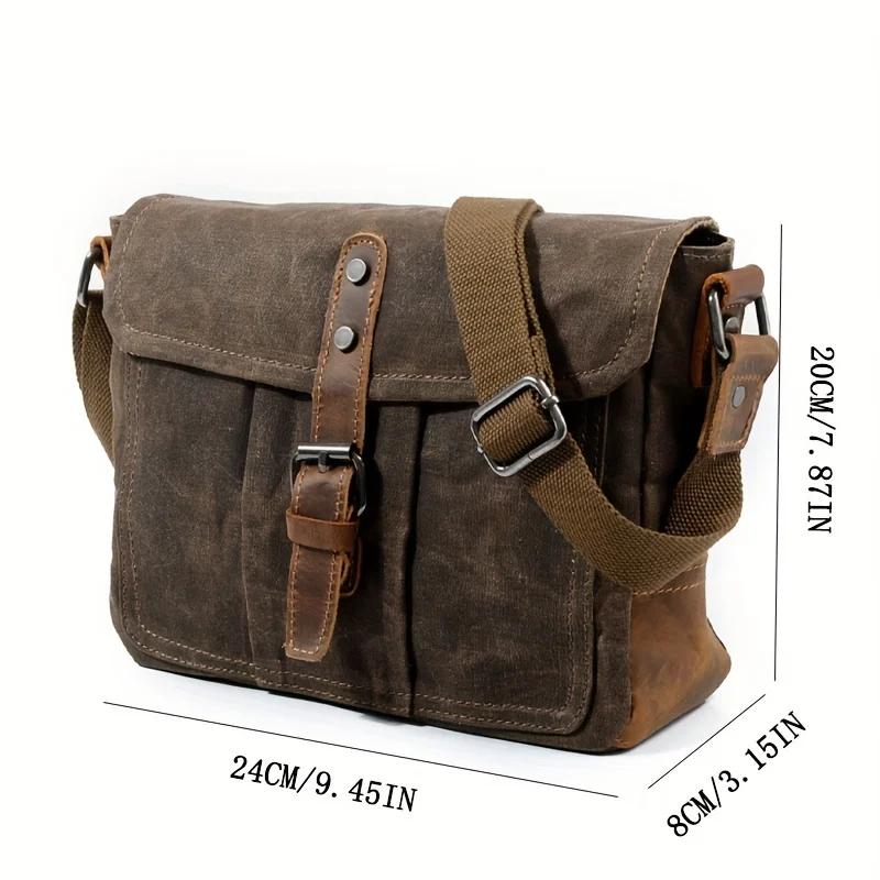 Retro Crossbody Bag Casual Canvas Shoulder Bag Men Simple Men'S Crossbody Bag Waterproof Bags Horizontal