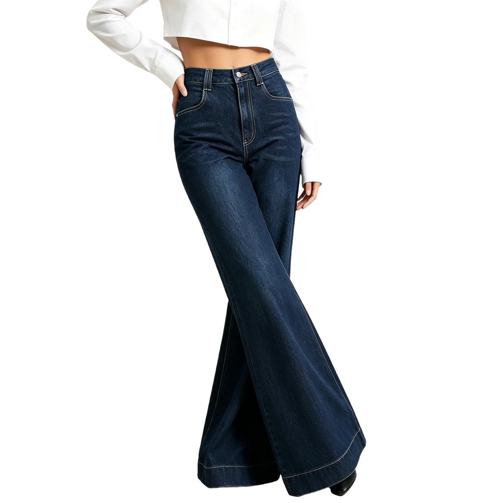 Women's Casual High Waist Wide Leg Flared Jeans