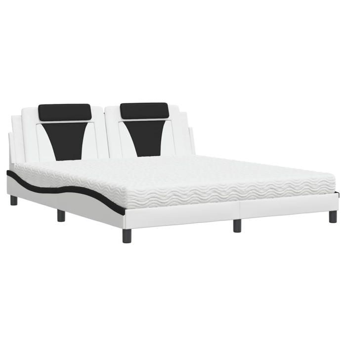 VidaXL Lit avec Matelas, Lit Rembourré avec Coussin de Tête de Lit, Lit Double, Lit Adulte, Meuble de Chambre à Coucher 3208816
