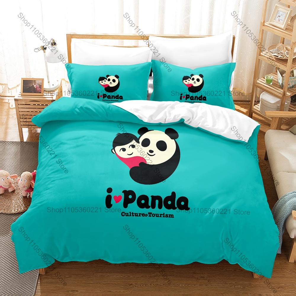 Animal Themed Bedding Set, Duvet Cover & 2 Pillowcases, Adorable Panda Design Comfortable Home Bedding Supplies
