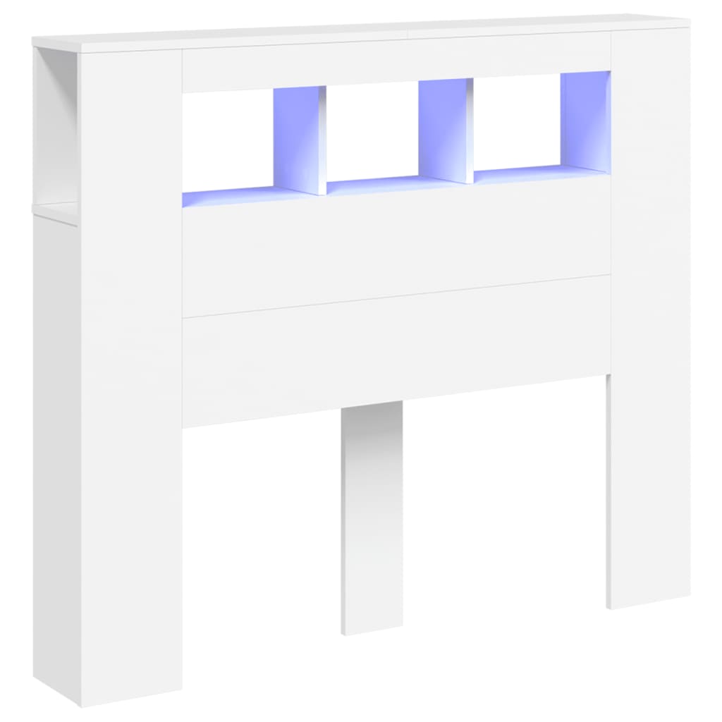 Vidaxl Wezgłowie Łóżka Z Led, Białe, 120X18,5X103,5 Cm
