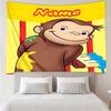 Custom Name Curious George Print Tapestry, Backdrop, Easy Setup, Ideal for Bedroom, Office & Living Room, with Aesthetic Wall Hanging Decor.