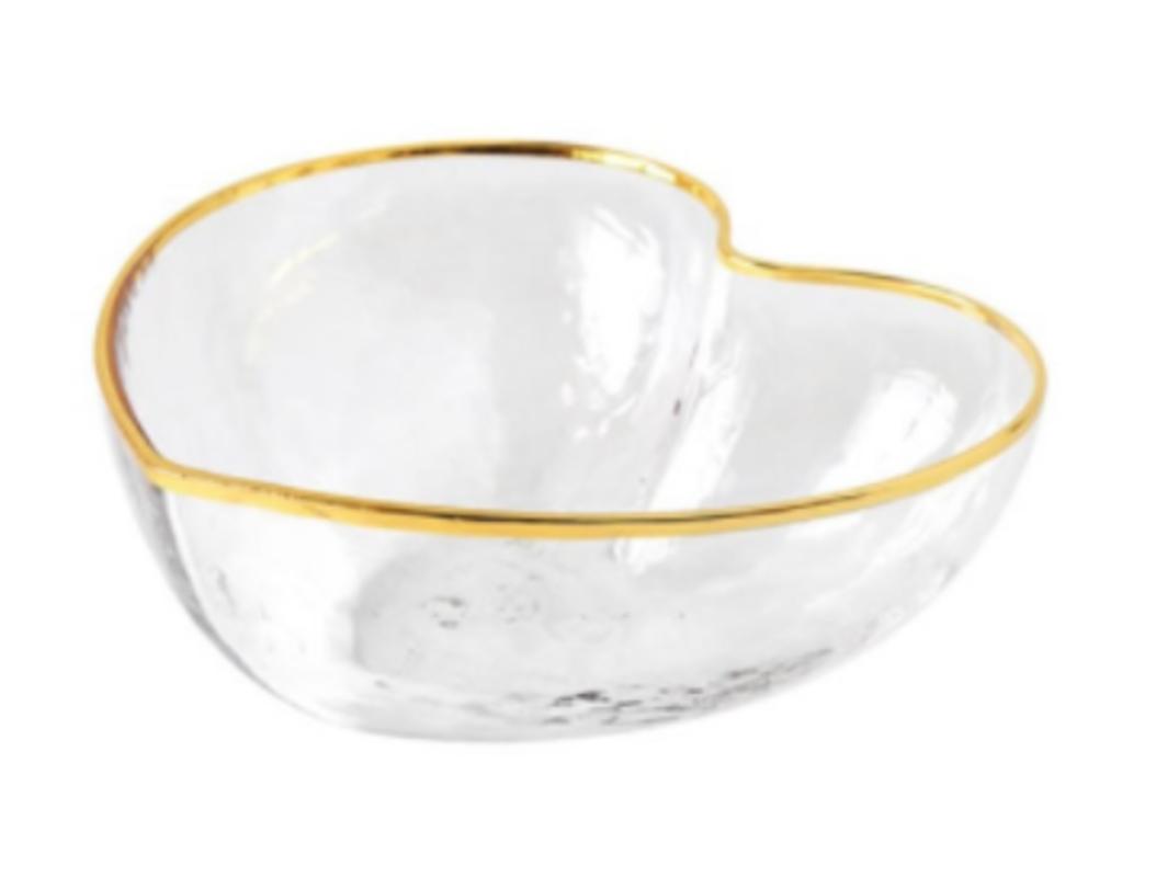 Creative glass bowl for fruit bowl for fruit salads pasta bowl for rice crystal glass bowl heart shaped golden glass bowl decoration breakfast tablewa