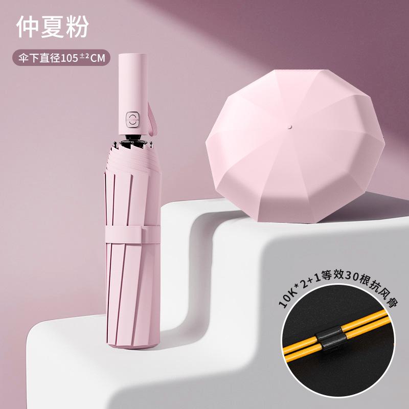 Automatic folding umbrella Women's weather and rain sunscreen parasol Men's reinforced thickened folding UV protection sun umbrella