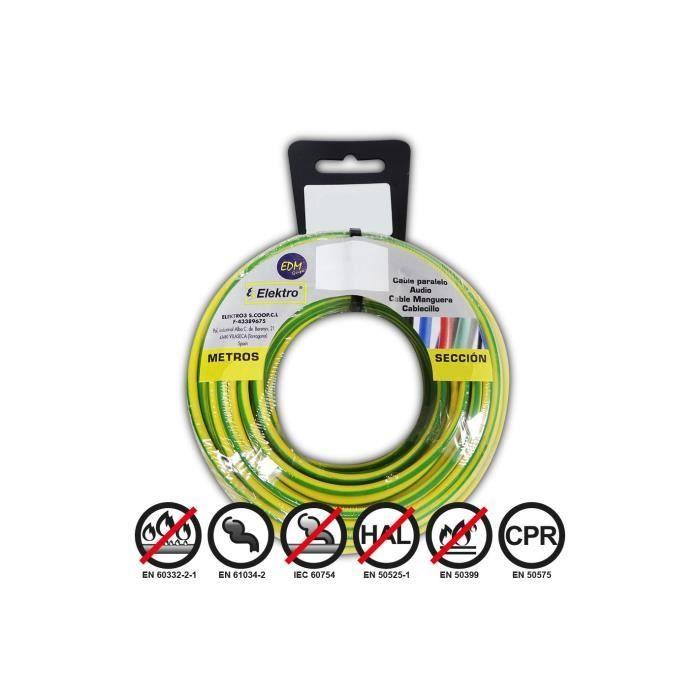 Bobine Fil Électrique Flexible 1,5mm Bicouleur Sans Halogène 5m