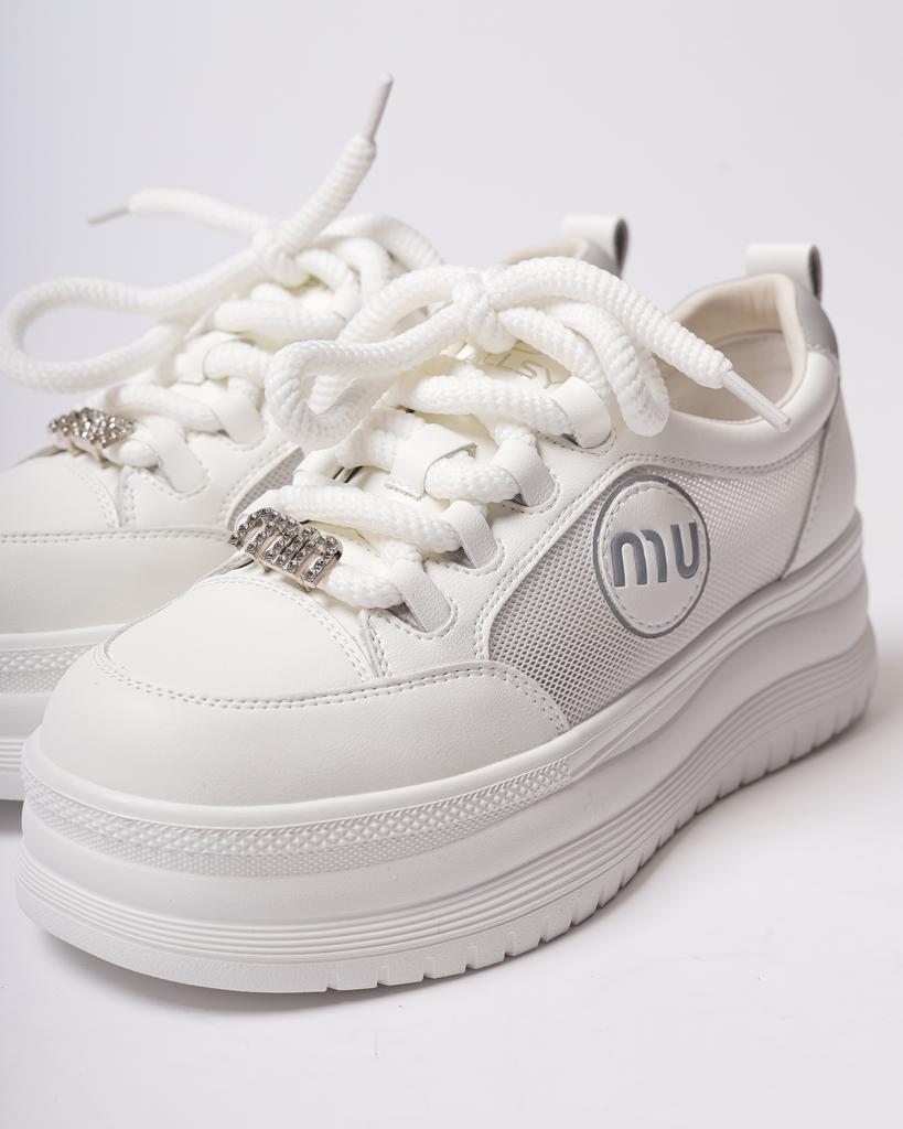 Кроссовки на платформе с сеткой Allsy 6808 36 белые кожа текстиль