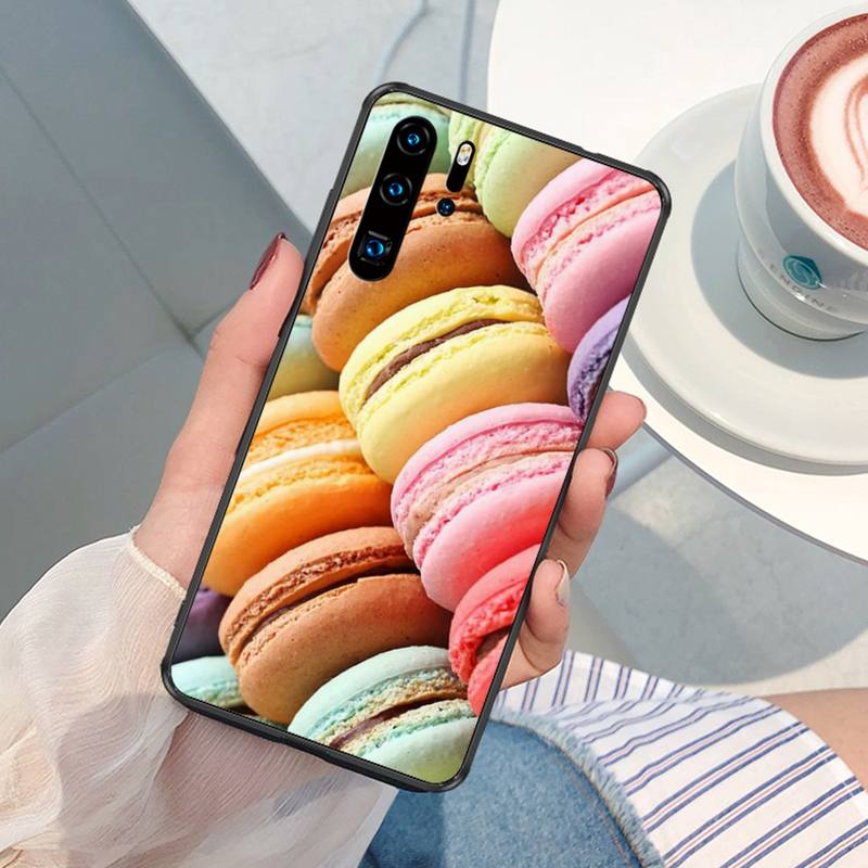 Food Pastry Dark Chocolate Cheesecake Macarons Phone Case For XiaoMi RedMi S2 4X 5 Plus 6 7 7A 8 8A 9 9A 10 K40 Phone Cover