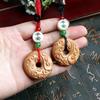 Peach Wood Carved Xiangyun Peace Buckle Pendant DIY Jewelry Accessory Craft Ornament Hanging Decoration Lucky Amulet Pendant