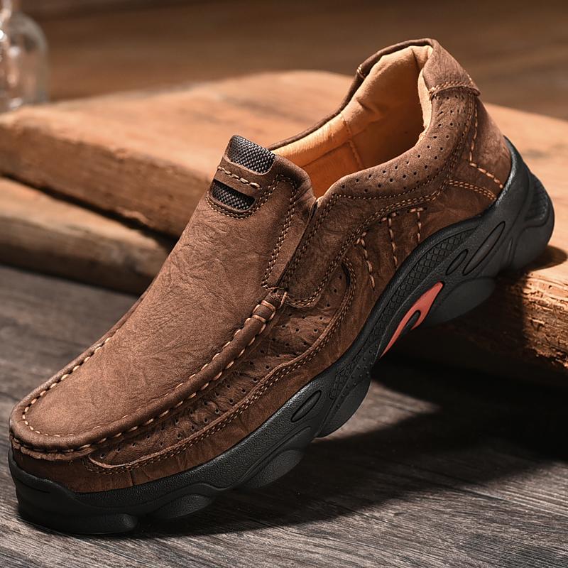 Genuine Leather Men Casual Shoes Luxury Brand Lace Up Sneakers New Trendy Man Hiking Shoes Comfy All-match Male Treking Footwear