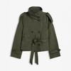Retro Double-Breasted Lapel Short Trench Coat with Belt