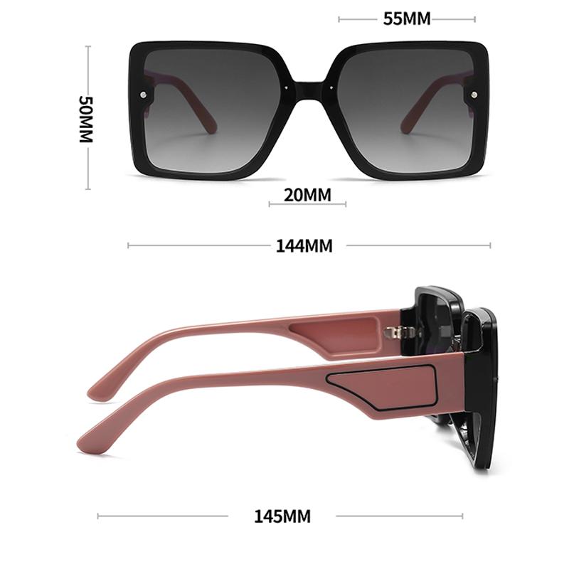 New Personalized Wide-leg Sunglasses Uv Anti-light Sunglasses Retro Trendy Square Frame Women's Sunglasses 1080