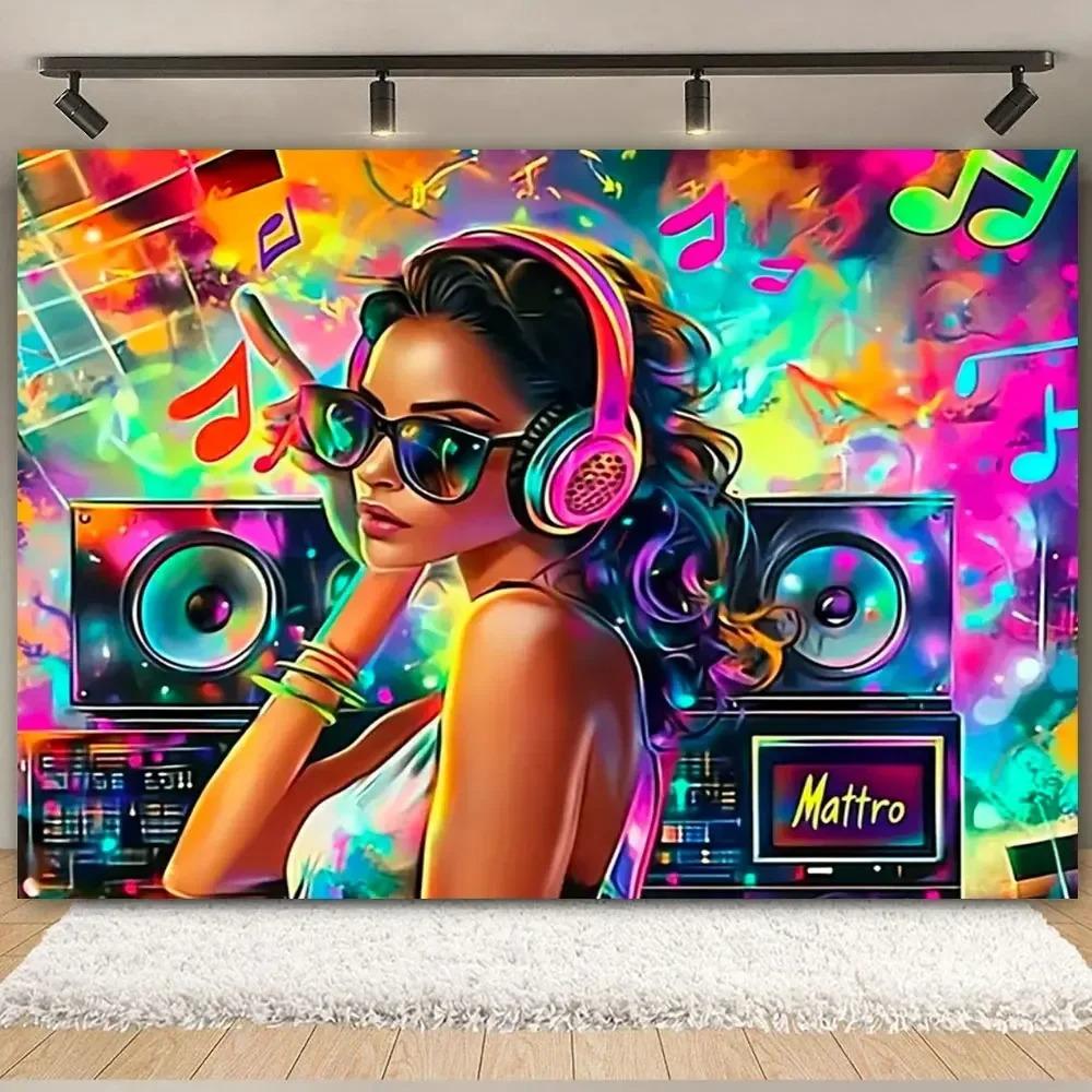 Disco Music Flash Stage Theme Party Photography Background, Adult Birthday Party, Home Decoration Photography Studio Background