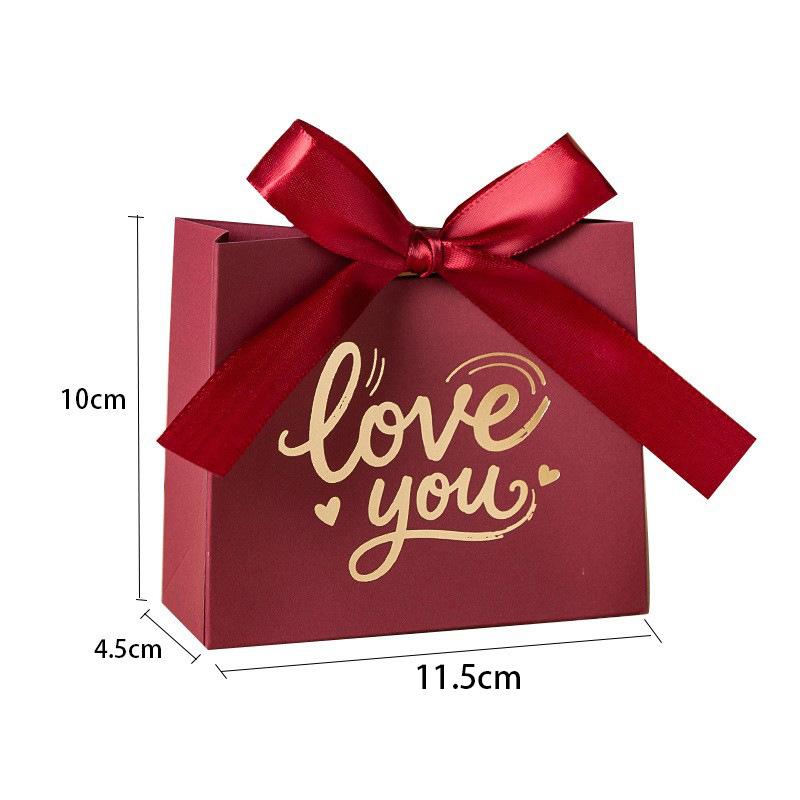 10Pcs Chocolates Gift Packaging Box Suitable For Wedding Candies And Valentine'S Day Love Wings Gold Foil Gift Box With Ribbon
