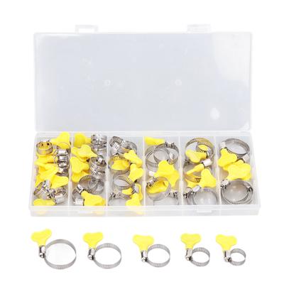 44 Pcs Key Hose Clamp Stainless Steel Reusable Adjustment Worm Gear Clamp Clip for Pipeline
