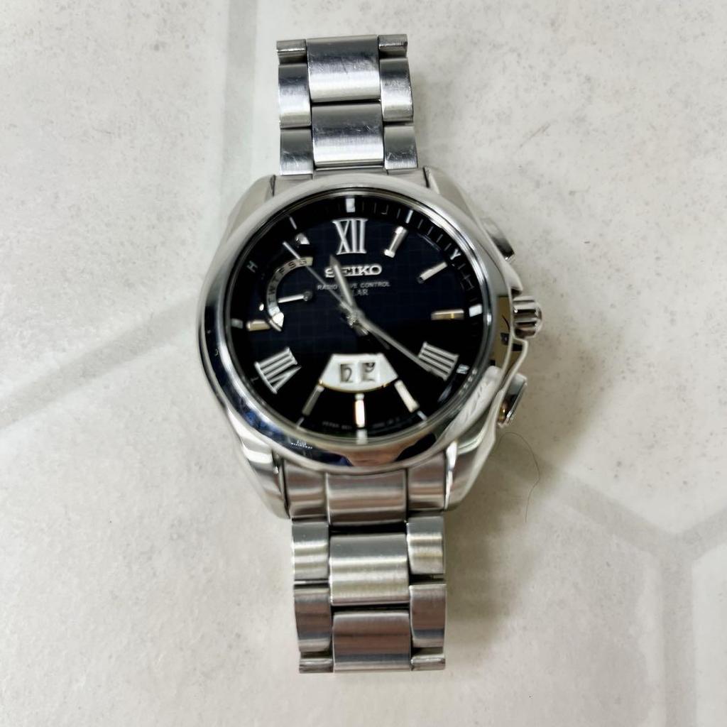 [USED] Radio-controlled solar watch, rare, Seiko Brightz big calendar