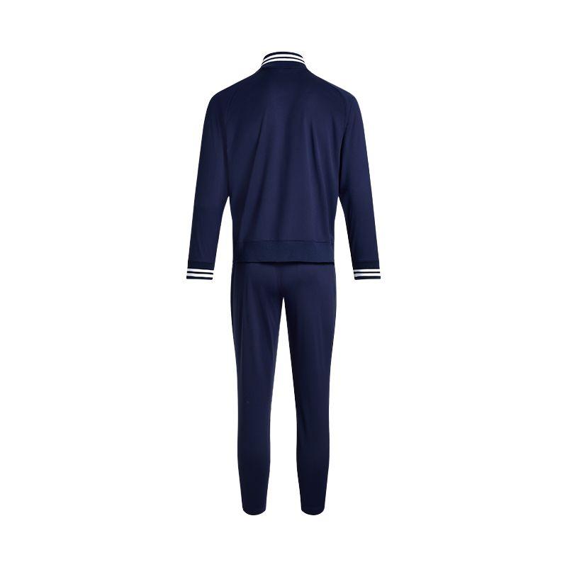Under Armour Fashion Stand Collar Zip Long Sleeve Top Comfortable Simple Striped Pants Casual Sports Suit Unisex Suit Navy-Blue 1389369-410