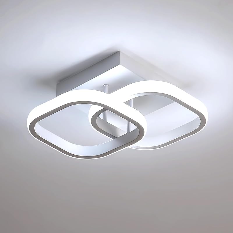 DELIPOP Small Ceiling Light, Square Modern LED Ceiling Light Fixture, 6500K Cool White Light Acrylic Hallway Light Fixture Ceiling Lamp for Hallway