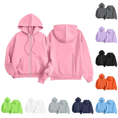 Kids Fashion Women's Lightweight Long Sleeve Zipper Hoodie Printed Hoodie With Pockets