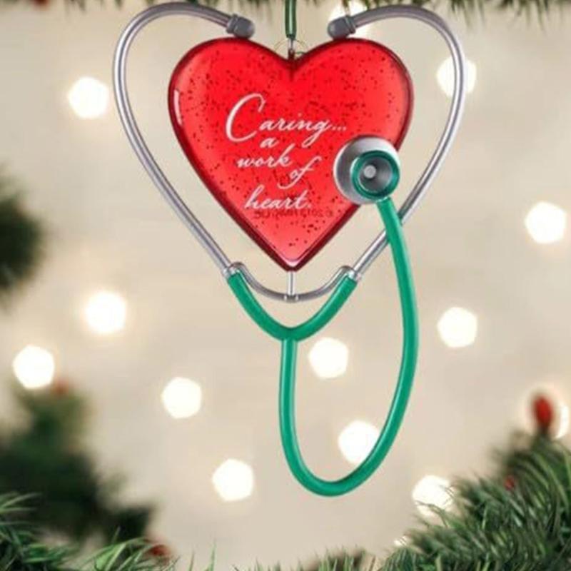 Heart Stethoscope Hanging Ornament Christmas Festive Unique Heart Stethoscope Hanging Ornament
