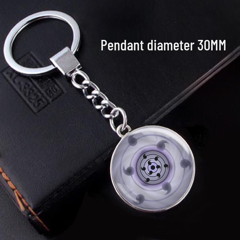 Naruto Sharingan Time Gem Silver Keychain Ornament