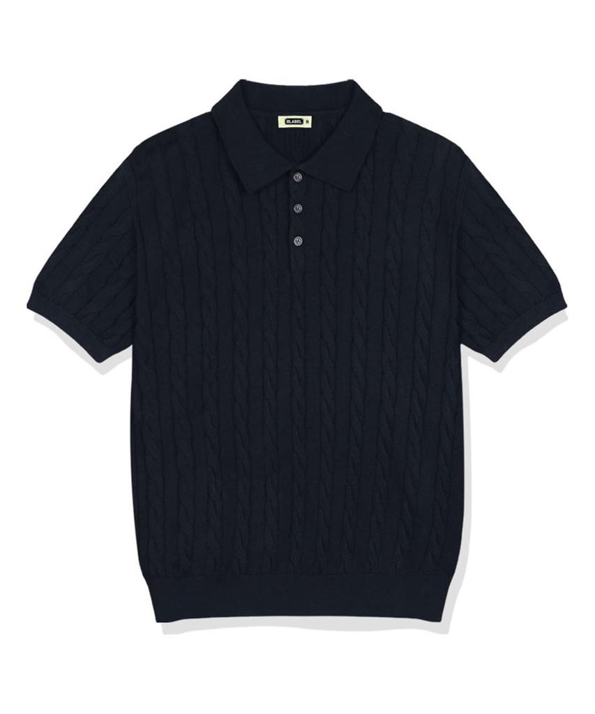 Beijiglabel Oinel Cable Button Collar Short-Sleeve Knit 4 Color [Blsk_1001]