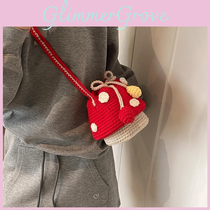 Cute Breathable Crochet Mushroom Bag For Children Soft Mini Backpack Ideal For Everyday Fun