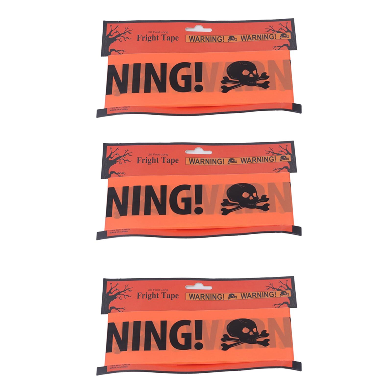 

3 Pack Halloween Caution Tape 6 Meter Each 8cm Width Adjustable Length Skull Pattern Bright Orange Halloween Props for