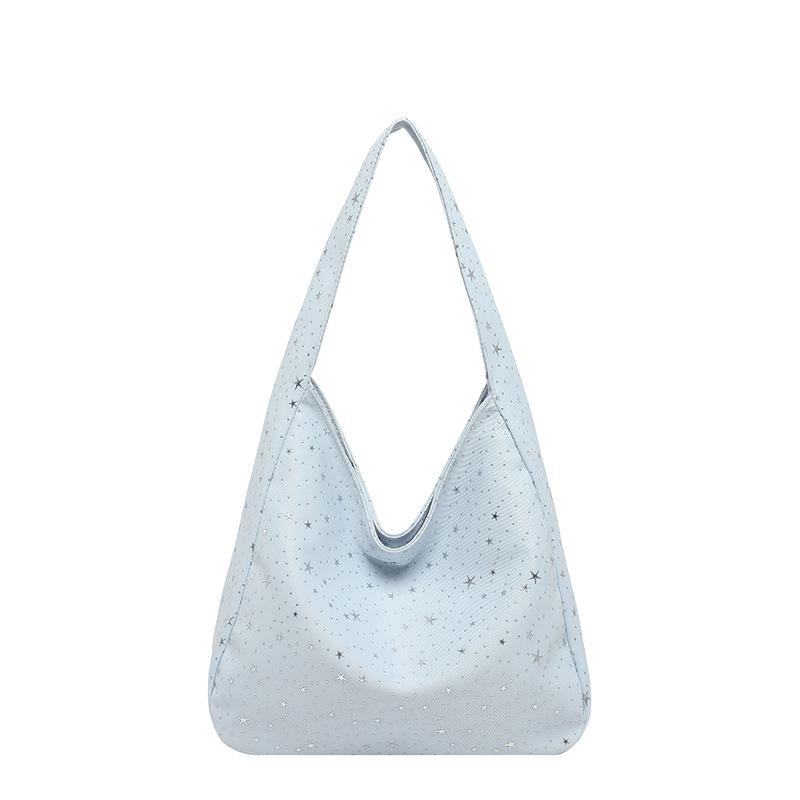 

Summer new star polka dot casual bag fashion Korean sparkling tray extra large bag shoulder commuter bag синій