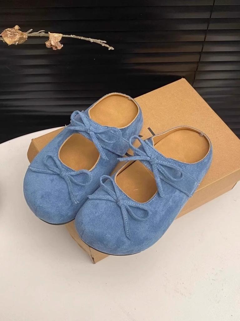 Slippers Women's Spring and Summer 2025 New Thick-soled Round Head Fashion Bow One Pedal Bag Head Lazy Half Drag Single Shoes