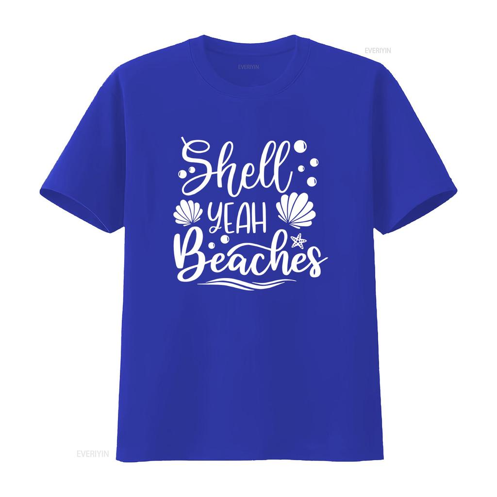 Shell Yeah Beaches T Shirt Seashell Design for Beach Life Summer Vacation Trip Stylish and Comfortable vintage Washed Versatile