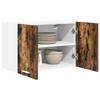 Wall Mounted Cabinet with Door Smoked Oak and White 60 X 31 X 40 Cm