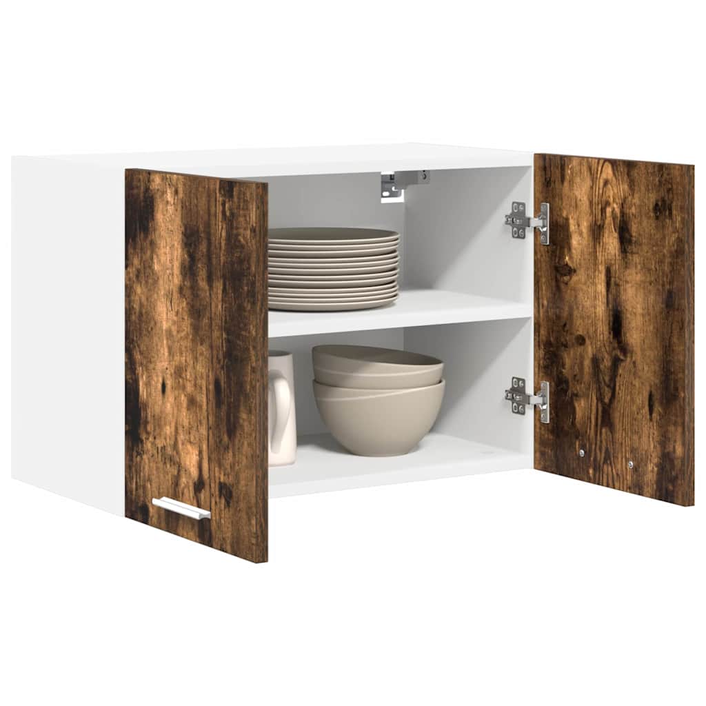 Wall Mounted Cabinet with Door Smoked Oak and White 60 X 31 X 40 Cm