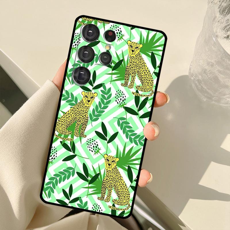 Tigers Leopards Tropical Leaves For Samsung Galaxy S21 S22 Ultra Note 20 S8 S9 S10 Plus Note 10 Plus S20 FE Phone Cover