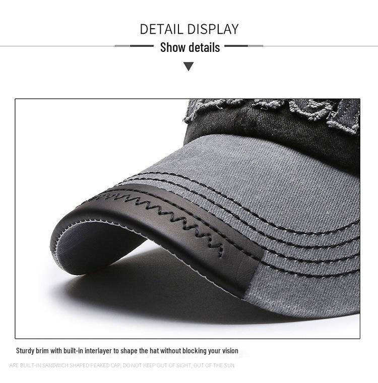 Men's Washed Duckbill Baseball Cap - Trendy European & American Style, Outdoor Casual Sun Hat