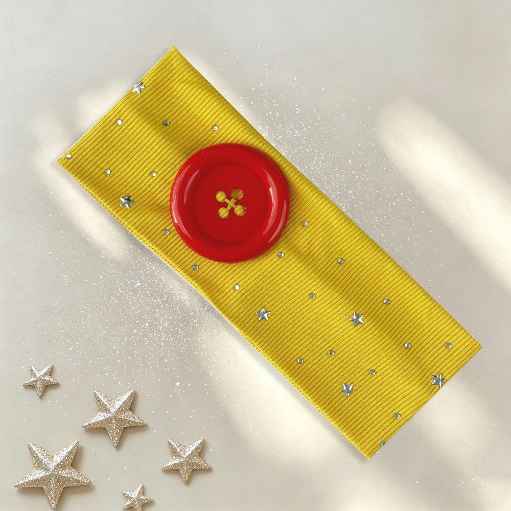 New Large Button Button Hairband Colorful Sweet Style Star Headband Anti-Slip Sweat Absorbing Elastic Hairband