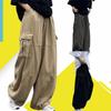 Calças cargo casuais grandes masculinas, estilo streetwear, sólidas, harajuku, soltas, retas, pernas largas, calças largas para homens