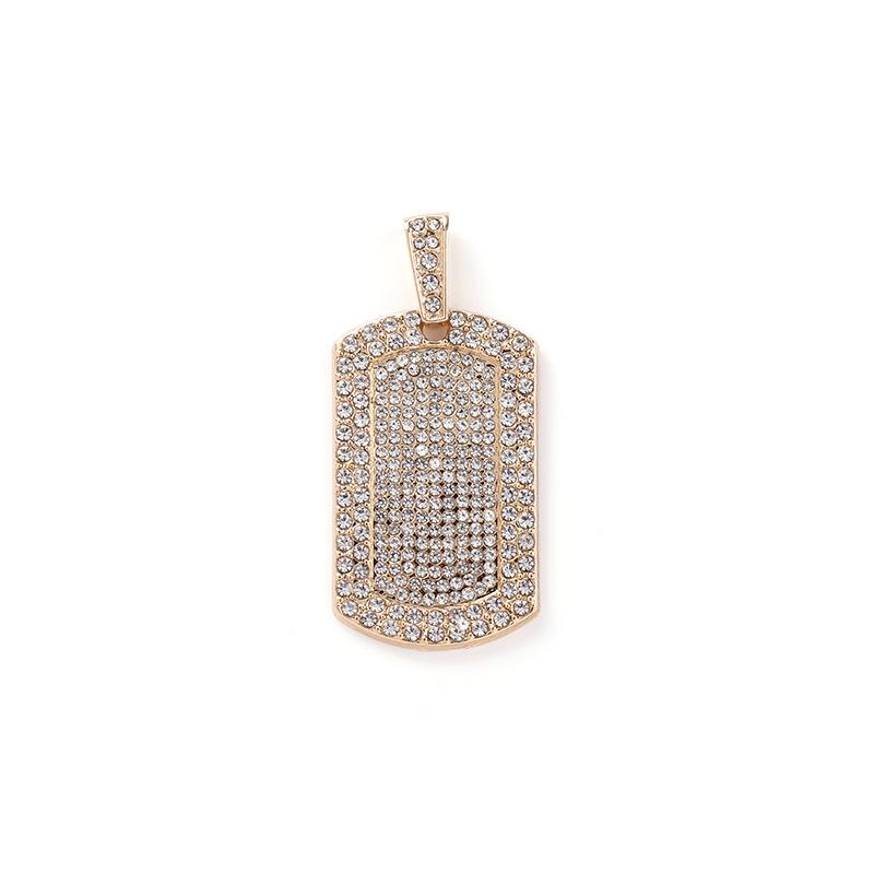 European and American Hip-hop Men's Alloy Square Hang Tag Ins Wind Full Diamond Shield Pendant Versatile Sweater Chain