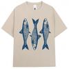 Y2k Sardines Pattern Printing T-shirt Summer Fashion Vintage   T Shirts Oversized 100% Cotton Casual T Shirt Streetwear