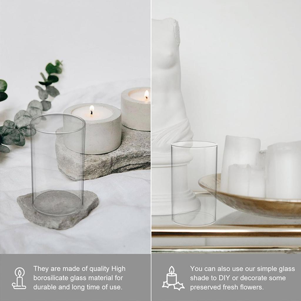 Alipis 4 Clear Glass Candle Shades, Straight Candles, Windproof and Heat-Resistant, for Home Decor