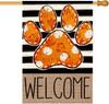 AVOIN Colorlife Paw Print Fall House Ag Double Sided Outside, Autumn Pumpkin Maple Leaf Welcome Stripes Yard Ou