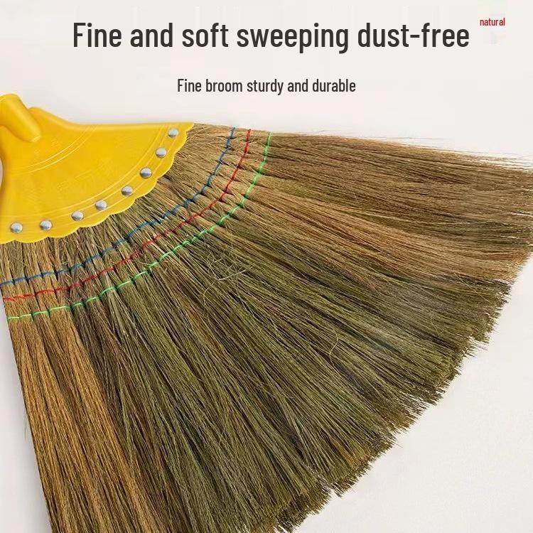 Old-Fashioned Thickened Straw Broom with Dustpan for Outdoor Courtyard