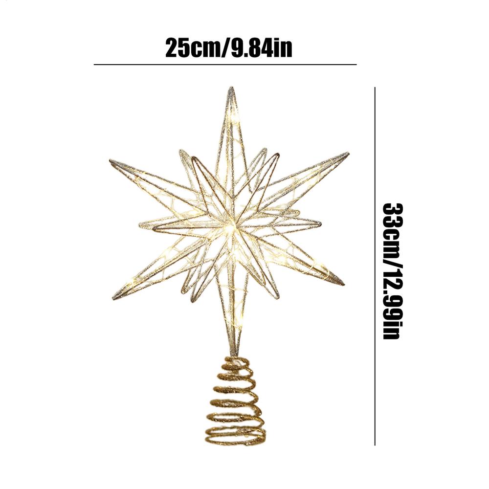 Christmas Tree Star Topper Seasonal Holiday Treetop Decorations Lighted Glitter Christmas Treetop Star for New Year Office
