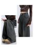 Women's Cement Gray High-Waisted Wide-Leg Jeans - Autumn Winter Retro Style, Petite Loose Fit