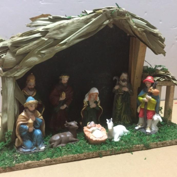 European Christmas Nativity Large Wooden Cottage Ornament Set For Table Centerpiece And Mantel Holiday Gift